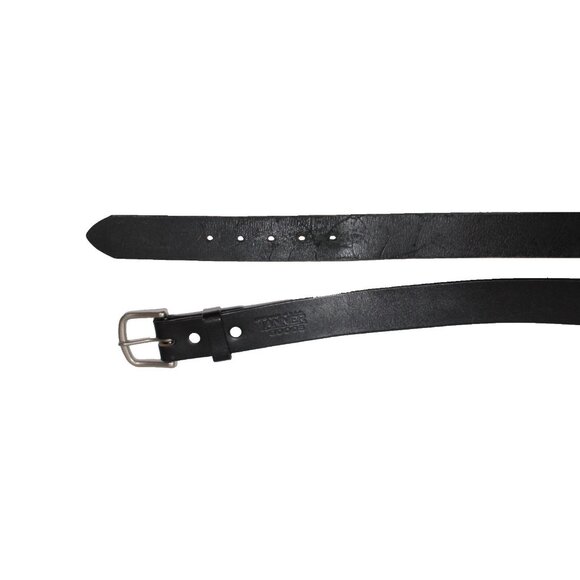 Tanner Goods Black Leather Belt Silver Buckle Size 36 Made In USA Western Rodeo - Picture 9 of 12